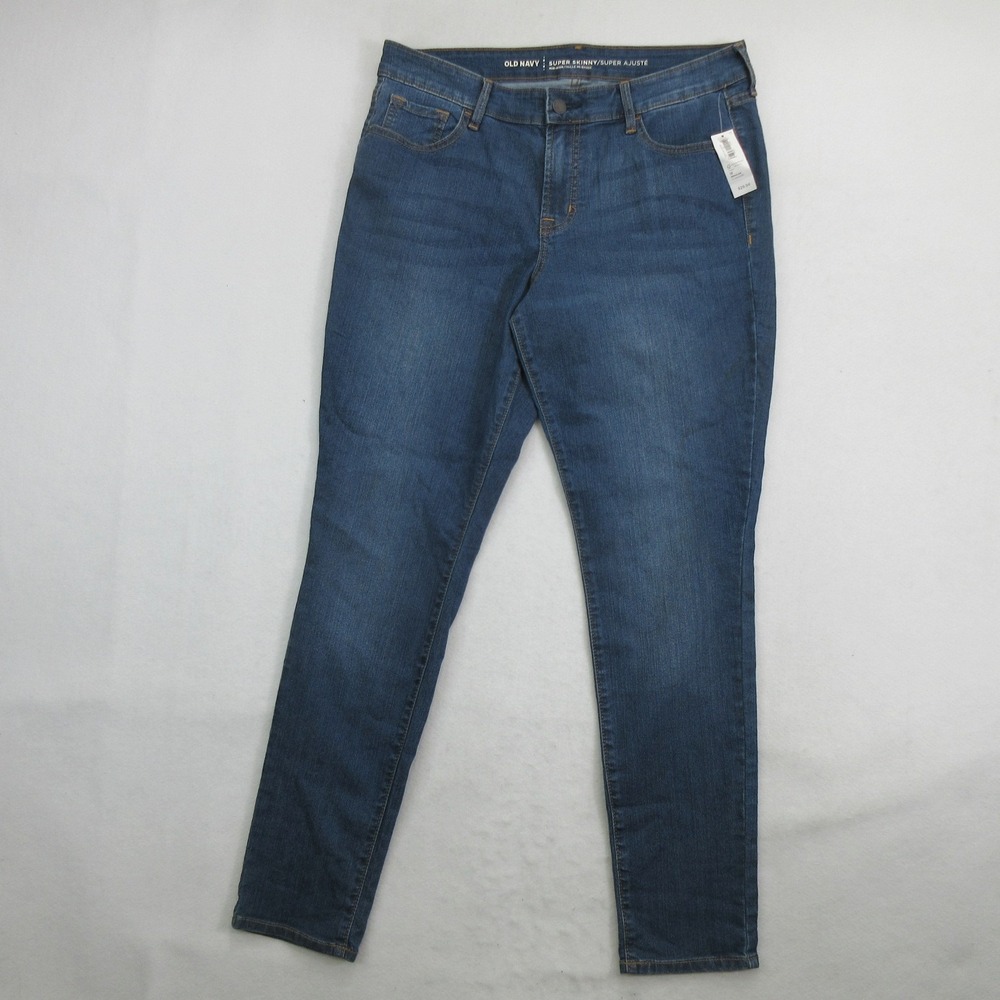 Old Navy Women's Jeans Size 12 Regular Super Skinny Blue Denim Mid Rise New